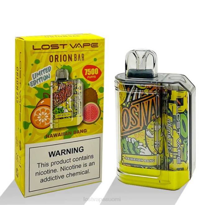 Lost Vape Orion kertakäyttöinen patukka | 7500 puhallusta | 18 ml | 50 mg havaijilainen bang BJXT97 | Lost Vape Price Suomi